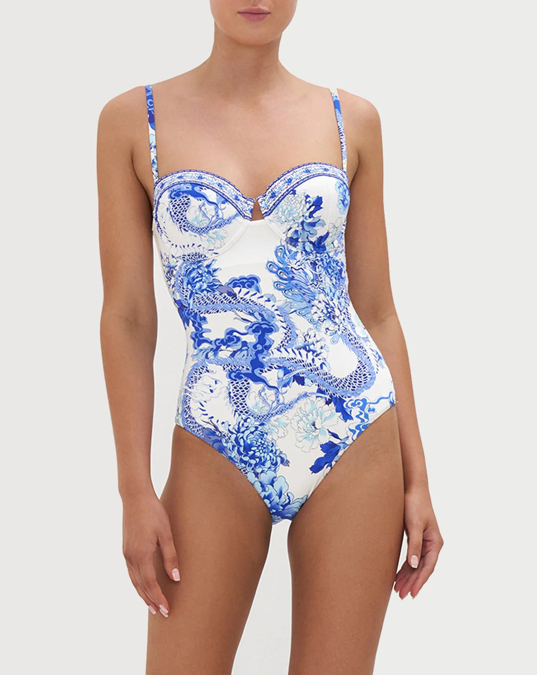 Camilla Underwire D Cup One, Piece Heart Of A Dragon Blue Floral