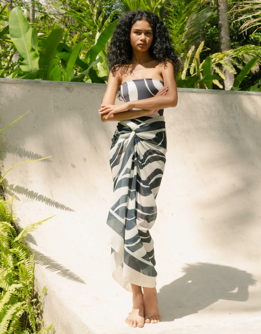 Cala de la Cruz Alison Bandeau One Piece Swimsuit Wayuu Indigo - Blue