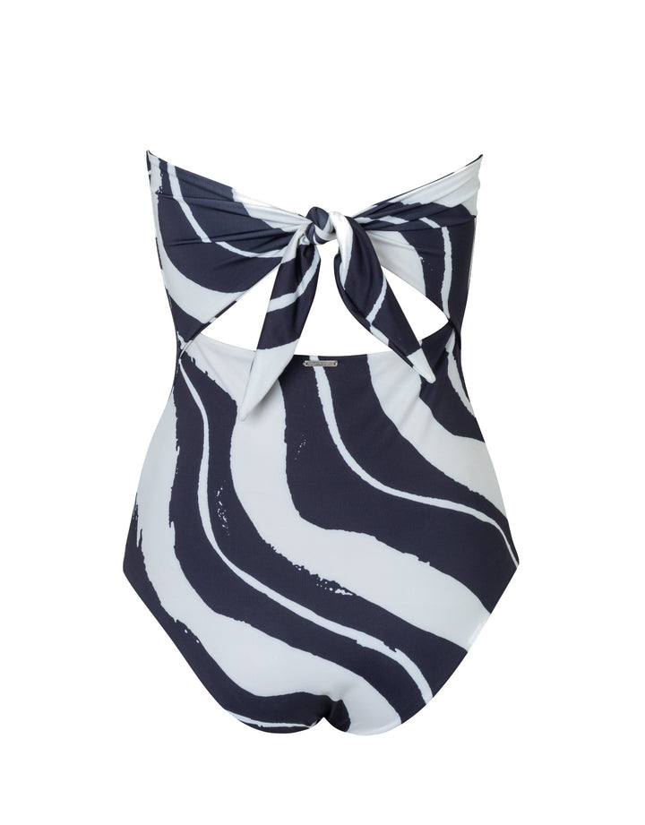 Cala de la Cruz Alison Bandeau One Piece Swimsuit Wayuu Indigo - Blue