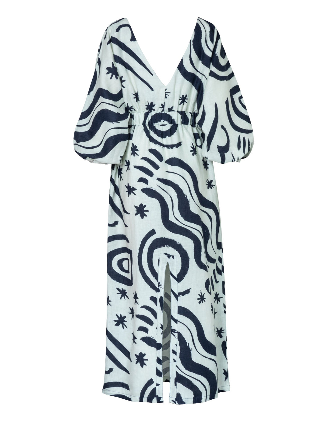 Cala de la Cruz Lamia Linen Midi Dress, Wayuu Cream Print