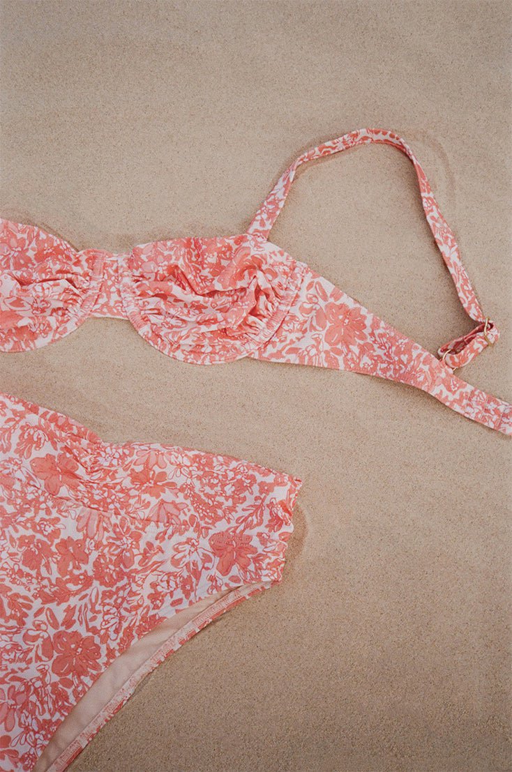 Peony Swimwear Carnation Ruched High Waist Bikini Bottom