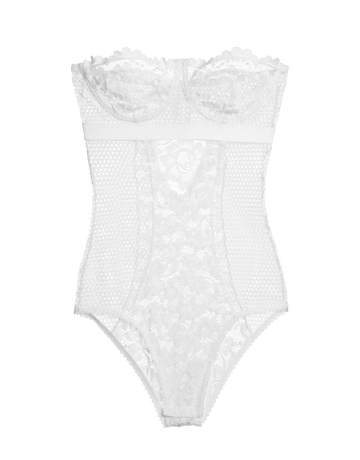 Else Lingerie Petunia Strapless Underwire Corset Bodysuit in Ivory