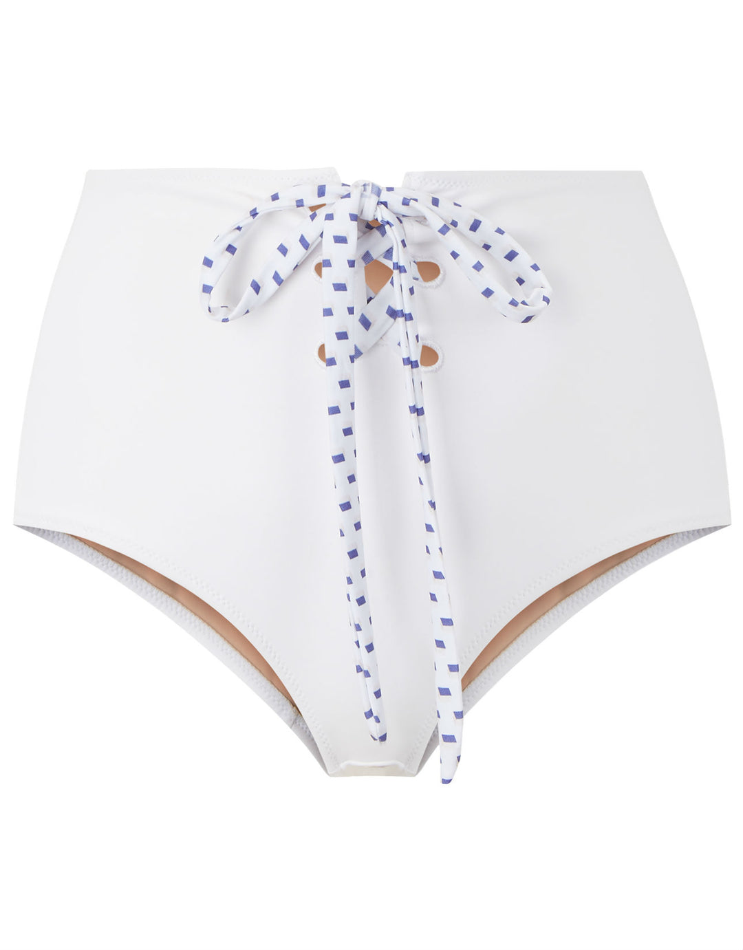 Evarae Swimwear Elena Eyelet High Waisted Bikini Bottoms in White