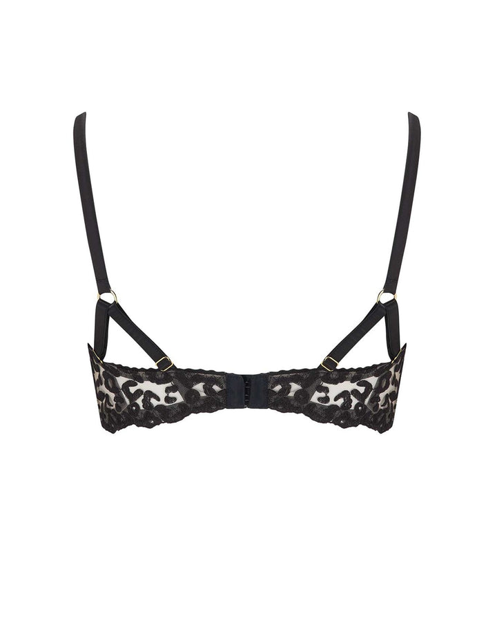 Fleur of England Kittie Black Strap Embroidered Balcony Bra