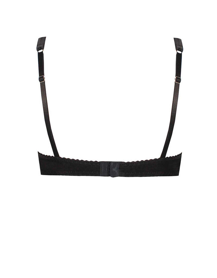 Fleur of England Signature Black Lace & Silk Balcony Bra