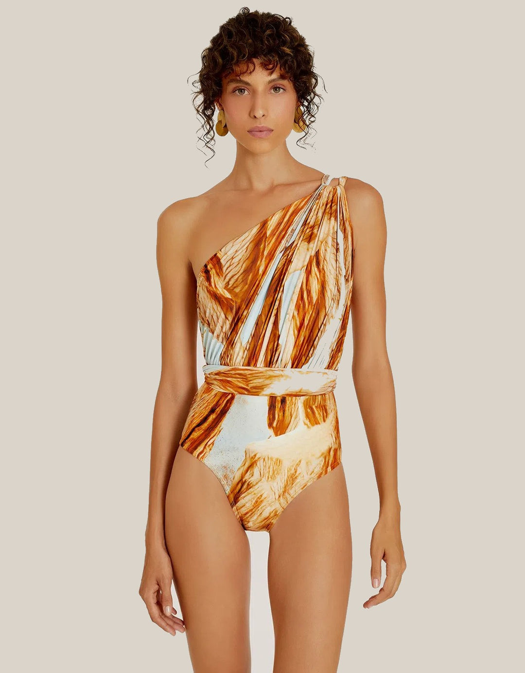 Lenny Niemeyer Greek Shoulder One Piece Swimsuit in Petal