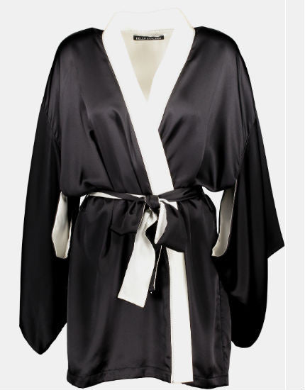 Helen Sanchez Portia Black Short Silk Kimono