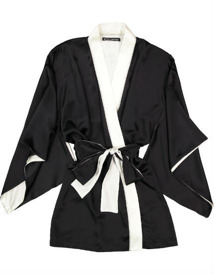 Helen Sanchez Portia Black Short Silk Kimono