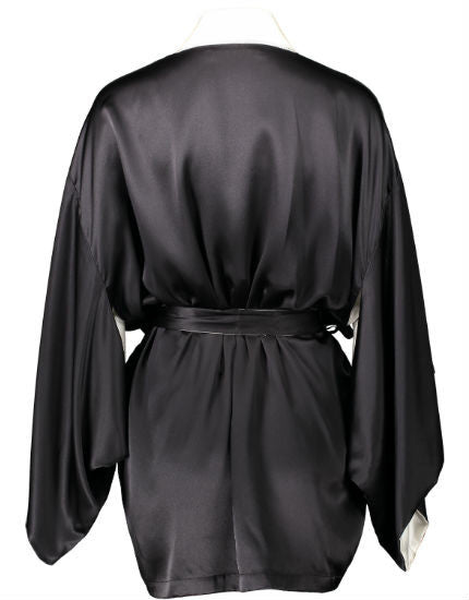 Helen Sanchez Portia Black Short Silk Kimono