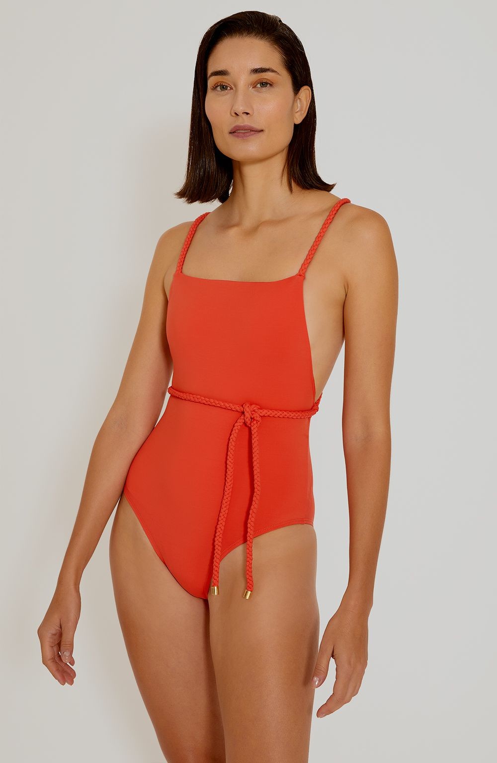 Lenny Niemeyer One Piece Swimsuit Granita Orange with Macrame Tie