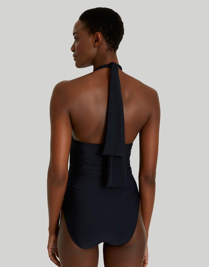 Lenny Niemeyer Ruched Adjustable Halter One Piece Swimsuit Black 241