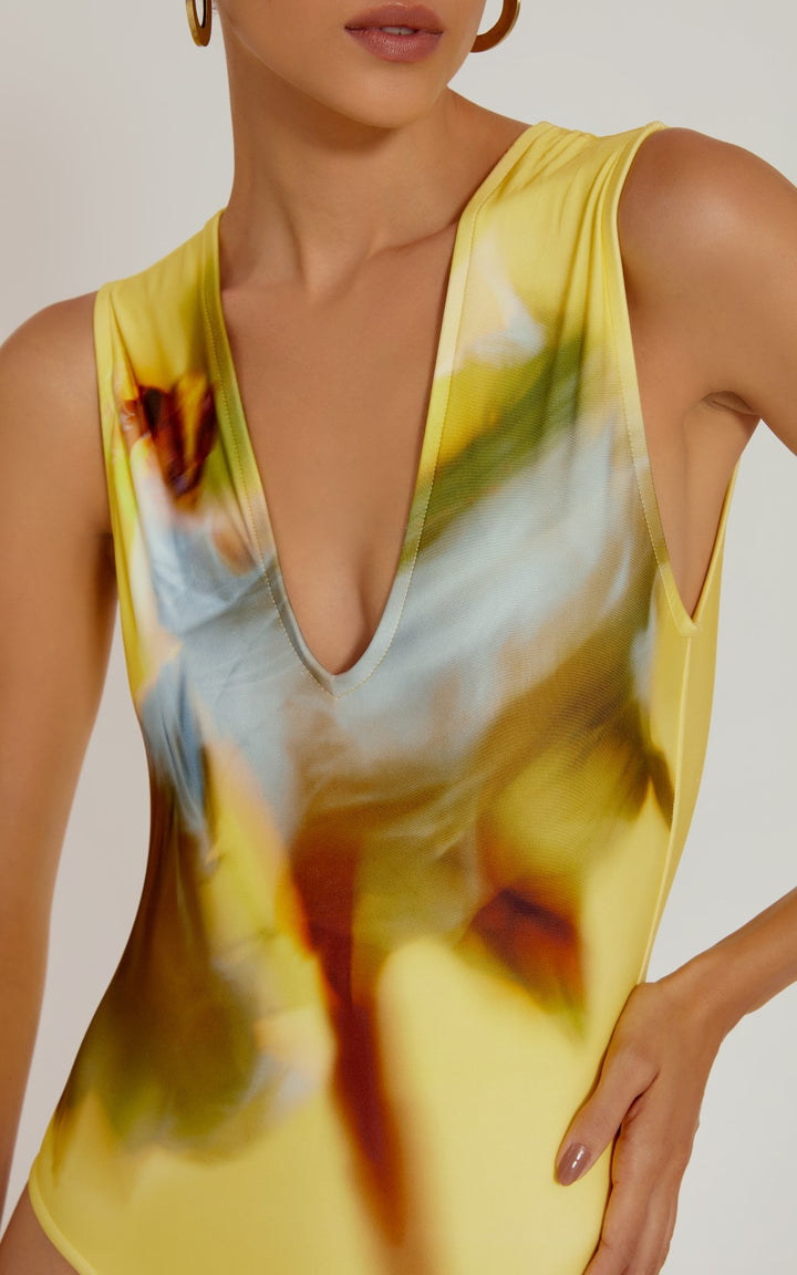 Lenny Niemeyer V Neck One Piece Swimsuit Freesia Yellow