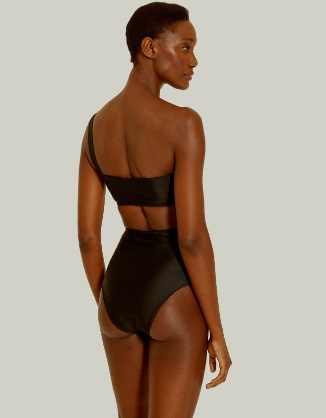 Lenny Niemeyer Rings One Shoulder Bikini Top Black, Removable Padding