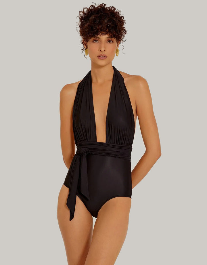 Lenny Niemeyer Chic Halter One Piece Swimsuit Black