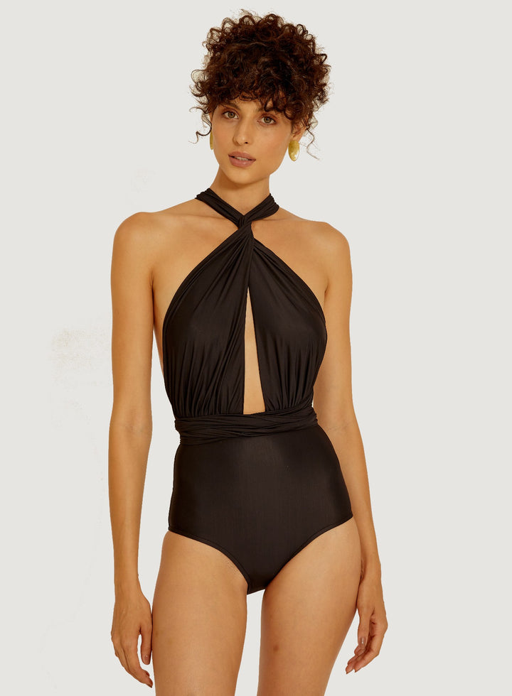 Lenny Niemeyer Chic Halter One Piece Swimsuit Black