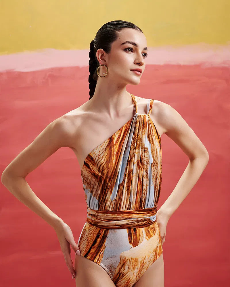 Lenny Niemeyer Greek Shoulder One Piece Swimsuit in Petal