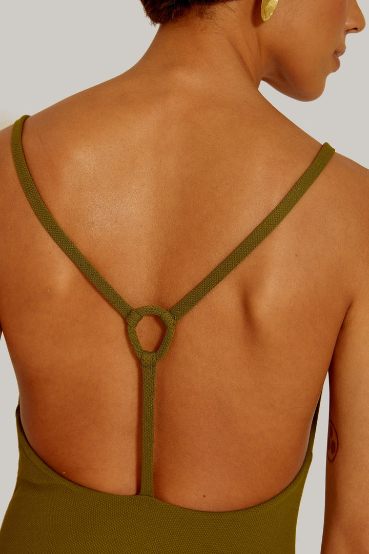 Lenny Niemeyer Y Back One Piece Swimsuit Textured Moss Green