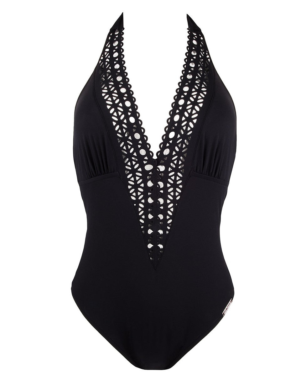 Ajourage Halter One Piece Swimsuit with Plunging Front