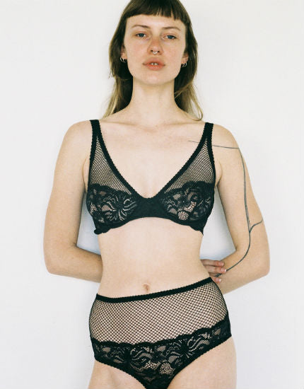 Lena Underwire Bra Black Mesh