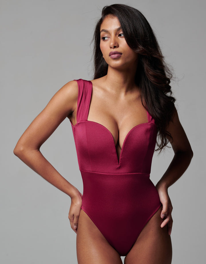 Oye Swimwear Venus One Piece Swimsuit, Gojiberry Red Designer Swimwear