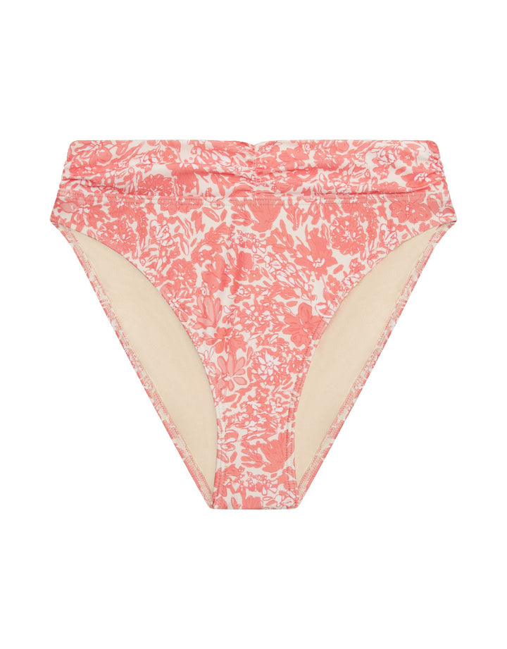 Peony Swimwear Carnation Ruched High Waist Bikini Bottom