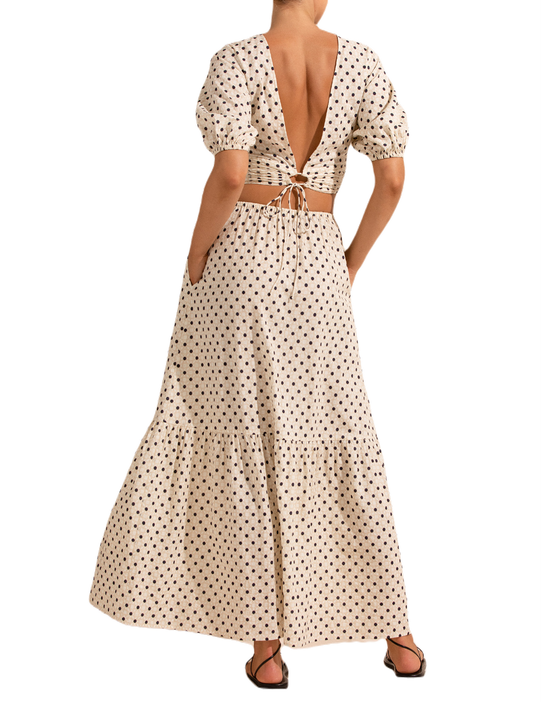 Peony Swimwear Holiday Tiered Skirt in Many Moons White Dot Print