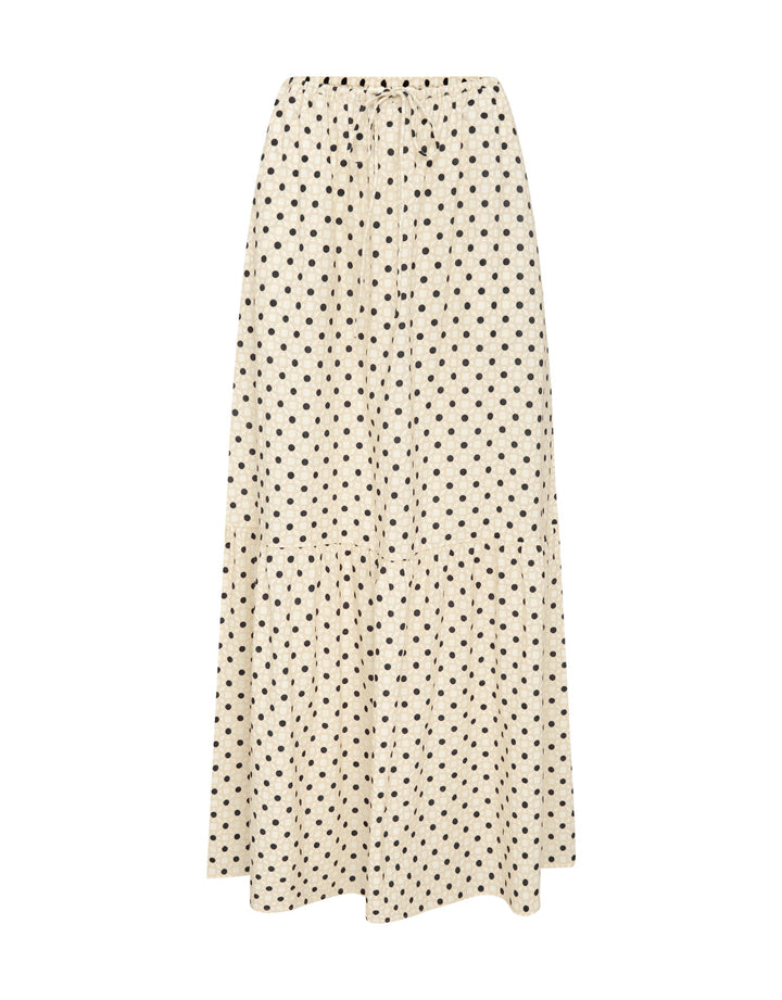 Peony Swimwear Holiday Tiered Skirt in Many Moons White Dot Print