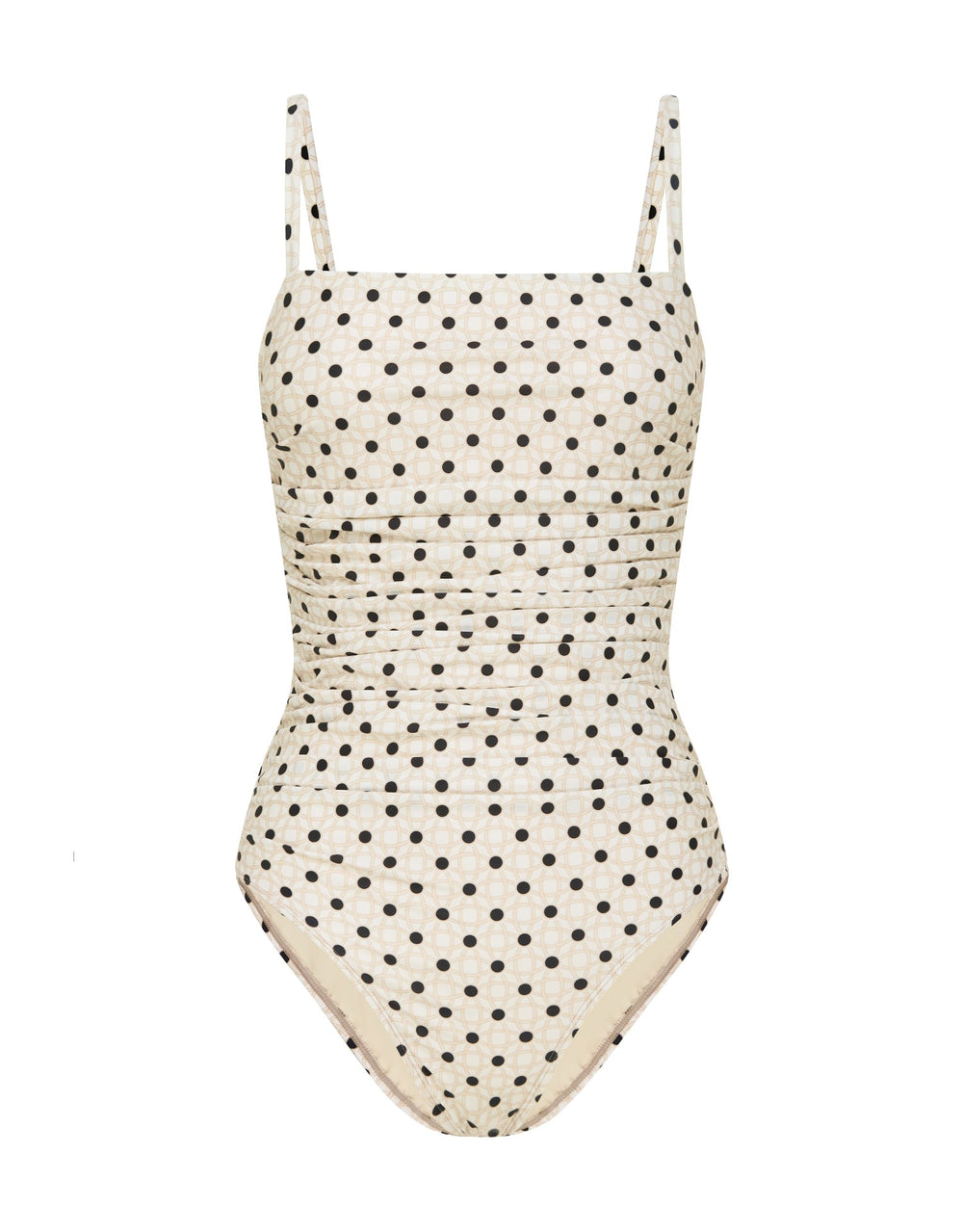 Peony Swimwear Ruched One Piece Swimsuit Many Moons Dot Print