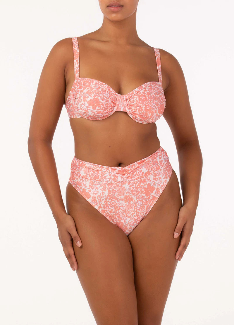 Peony Swimwear Carnation Ruched High Waist Bikini Bottom