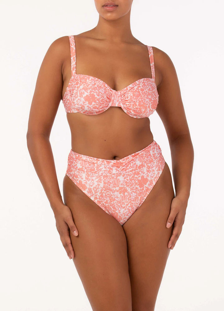 Peony Swimwear Carnation Ruched High Waist Bikini Bottom