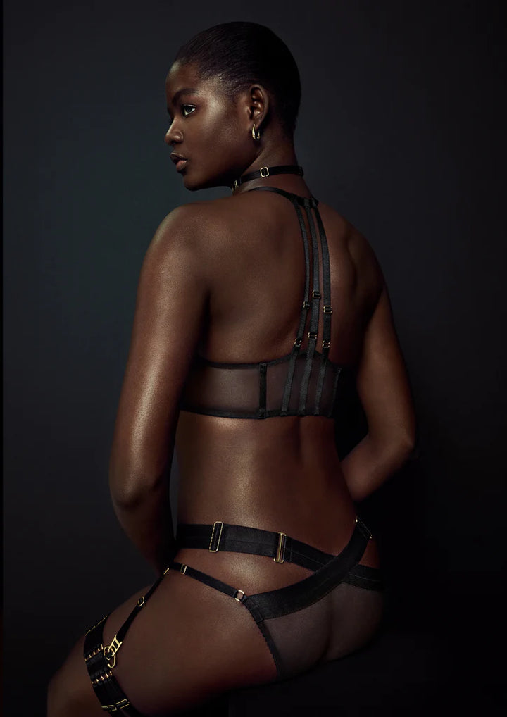 Bordelle Art Deco Mesh Wrap Bra Black