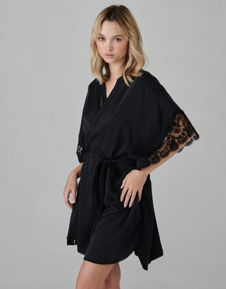 Shell Belle Florence Silk Kimono Black