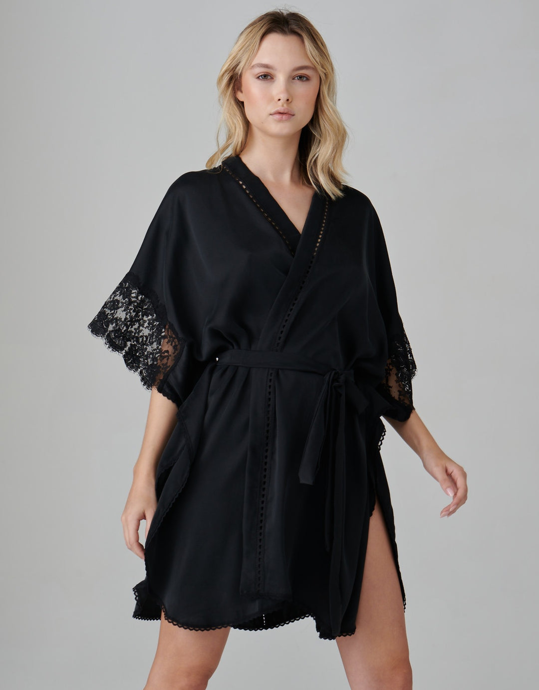 Shell Belle Florence Silk Kimono Black