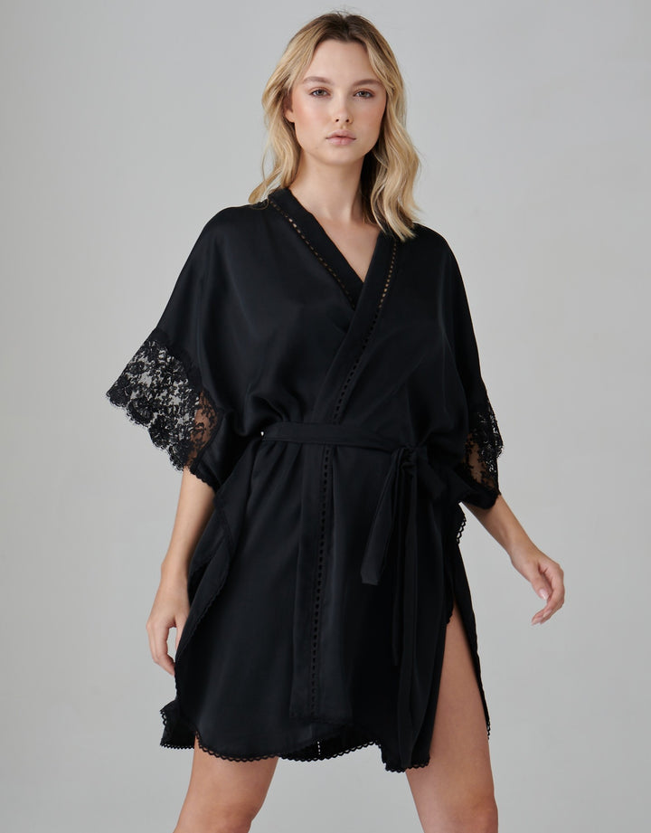 Shell Belle Florence Silk Kimono Black