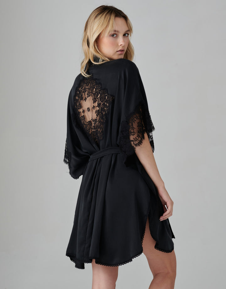 Shell Belle Florence Silk Kimono Black