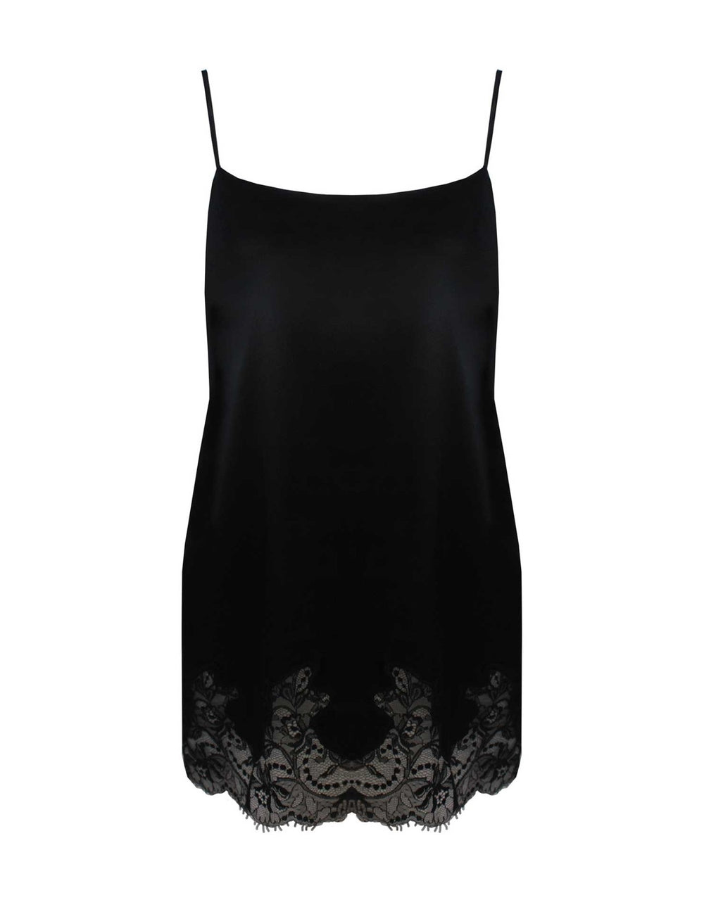 Fleur of England Signature Black SIlk & Lace Babydoll Chemise