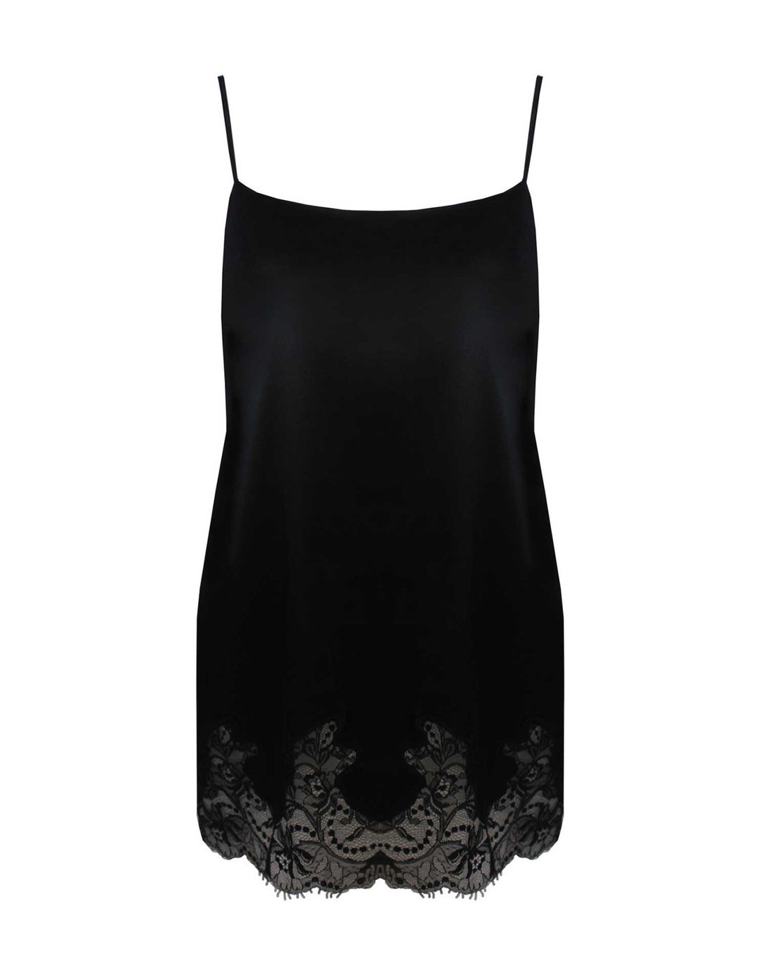 Fleur of England Signature Black SIlk & Lace Babydoll Chemise