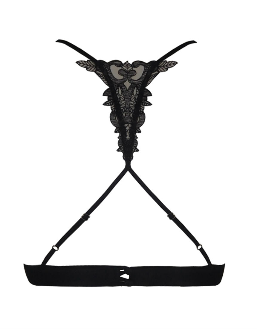 Fleur of England Onyx Embroidered Black Bralette