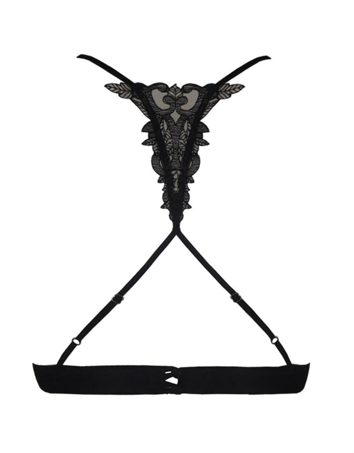 Fleur of England Onyx Embroidered Black Bralette
