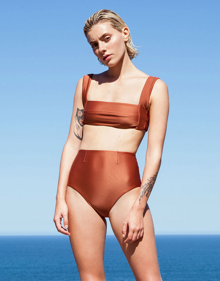 Amanda High Waist Bikini Brief in Mocca