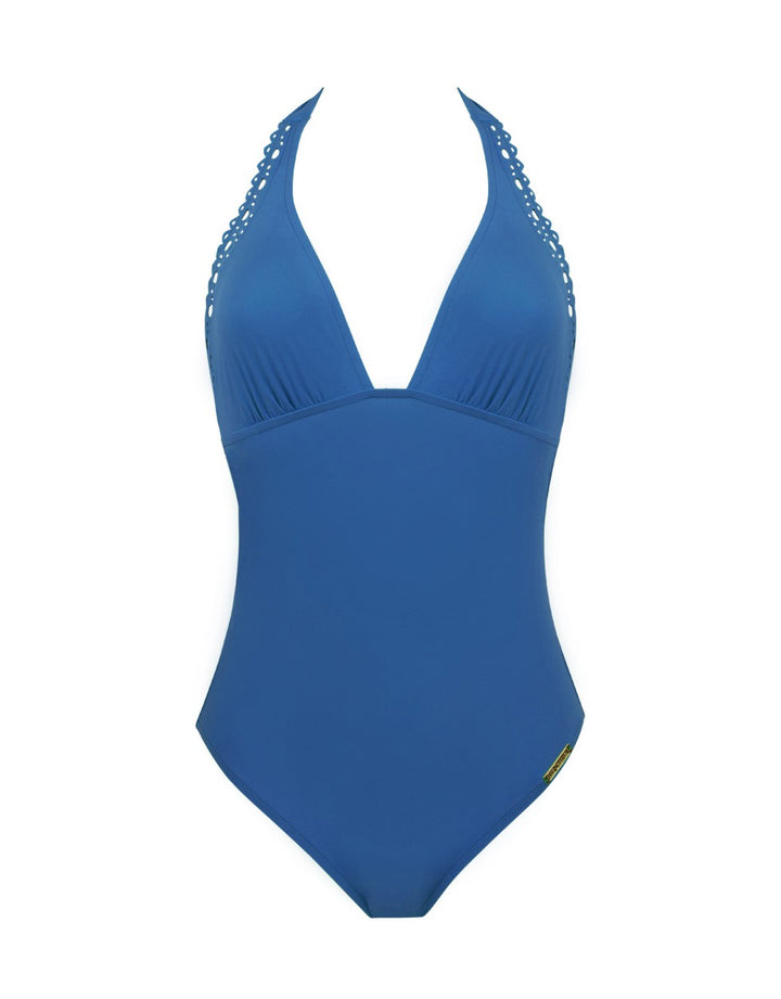 Lise Charmel Ajourage Halter One-piece Swimsuit Plunging Back Nuage Blue