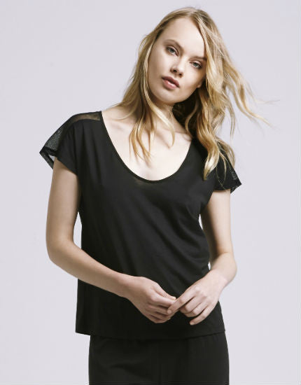 skin black dolmain tulle tee