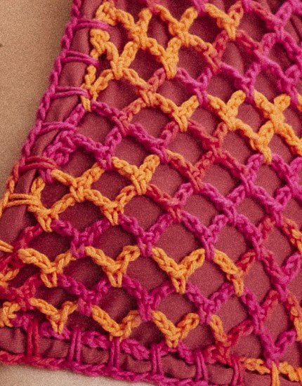Acacia Swimwear Baja Crochet Bikini Triangle Top, Berry red