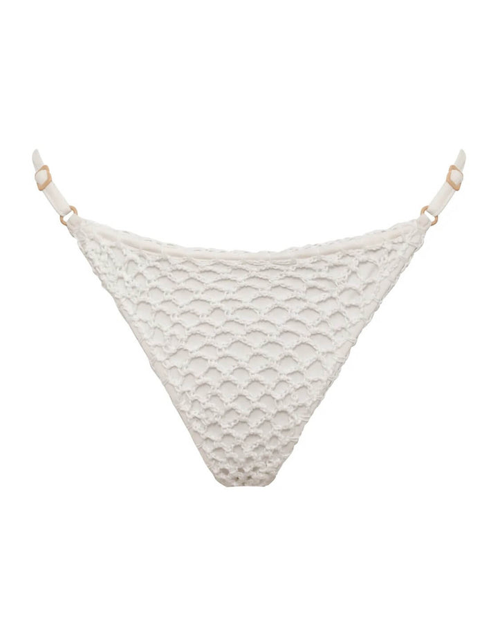 Acacia Salé Crochet Bikini Bottom, Pikake white designer swimwear 
