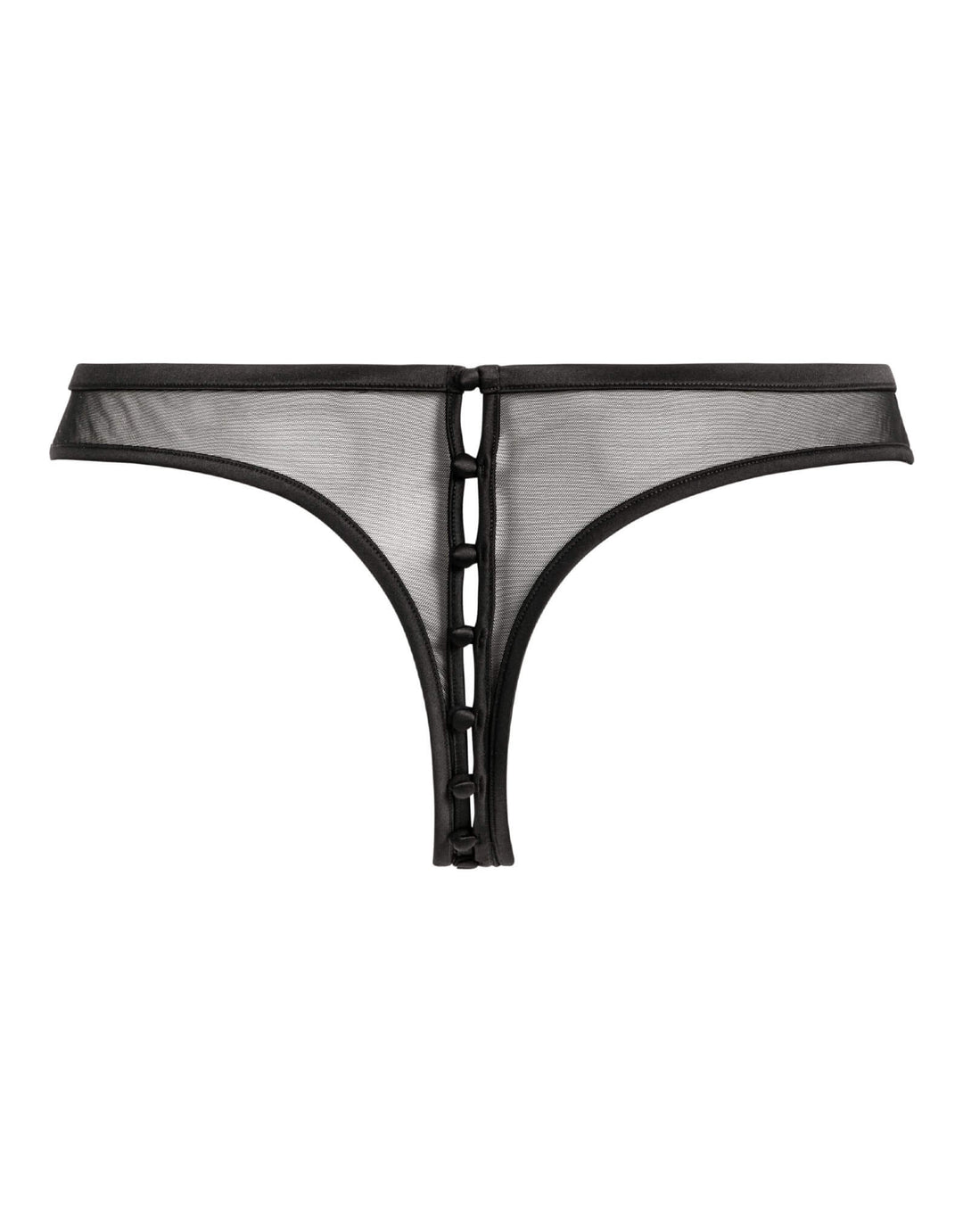 Atelier Amour Douce Insomnie Open Thong in sheer tulle and satin with button details