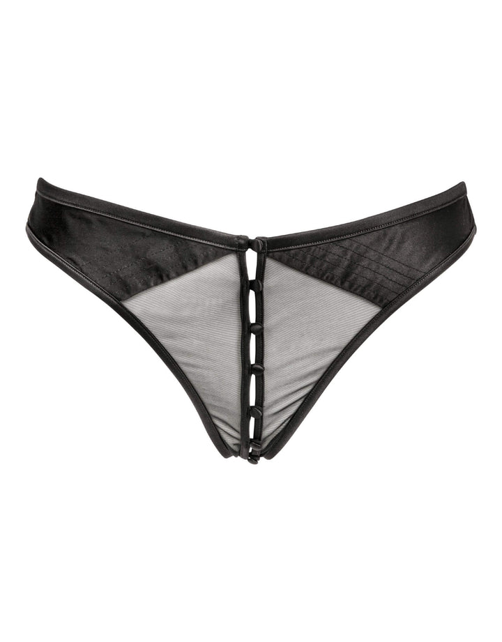 Atelier Amour Douce Insomnie Open Thong in sheer tulle and satin with button details