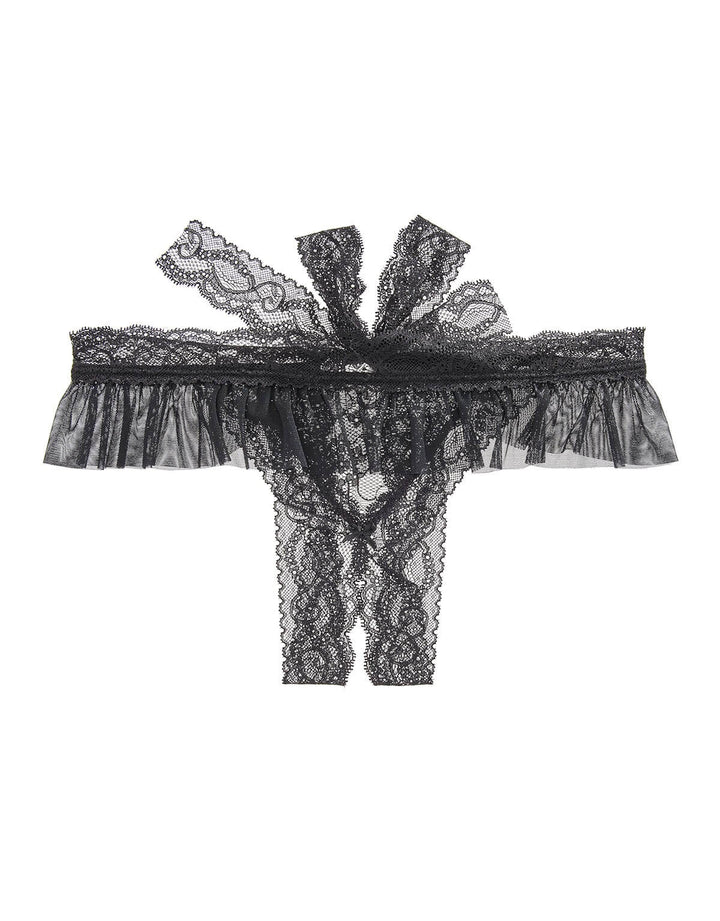 Aubade Boîte à Désir Open Up Lace Thong in black, ideal for a sexy lingerie gift