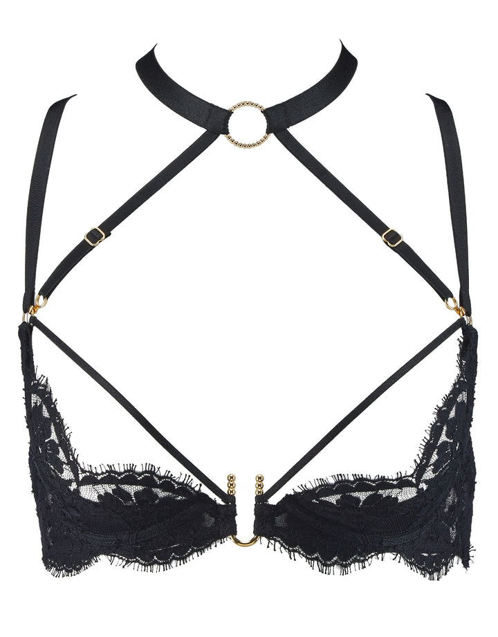 Under Your Spell Quarter Cut Lace Bra, Ultra Black