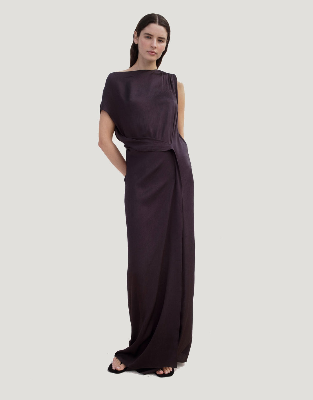 Bondi Born Ardea Draped Long Dress Mocha I Luxury Resortwear