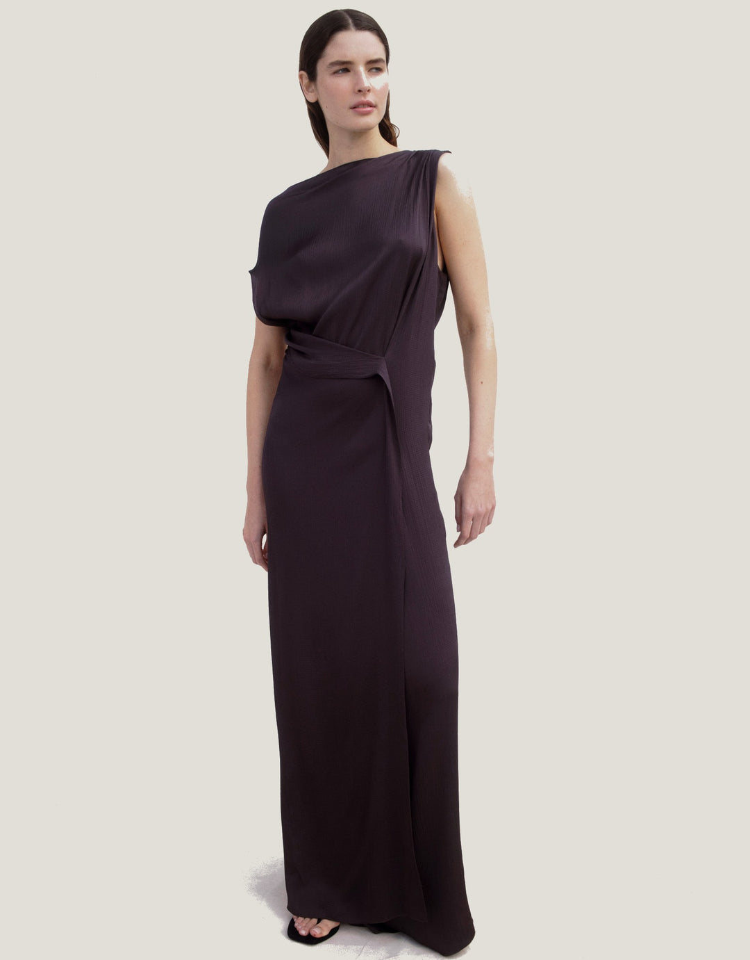 Bondi Born Ardea Draped Long Dress Mocha I Luxury Resortwear